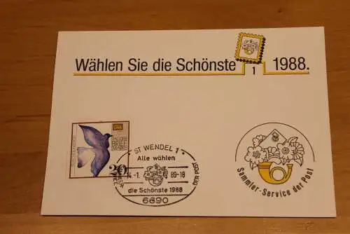 BRD;Sonderblatt,Erinnerungsblatt,Gedenkblatt: Wählen Sie die Schönste 1988; Sonderstempel:  St. Wendel