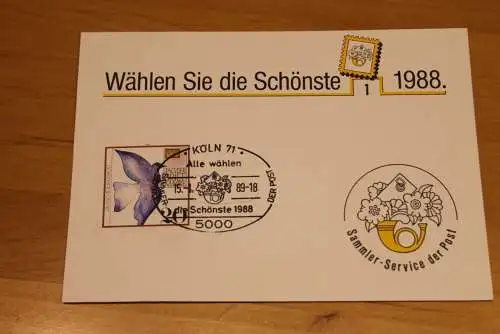 BRD;Sonderblatt,Erinnerungsblatt,Gedenkblatt: Wählen Sie die Schönste 1988; Sonderstempel: Köln