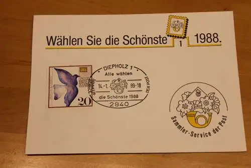 BRD;Sonderblatt,Erinnerungsblatt,Gedenkblatt: Wählen Sie die Schönste 1988; Sonderstempel: Diepholz