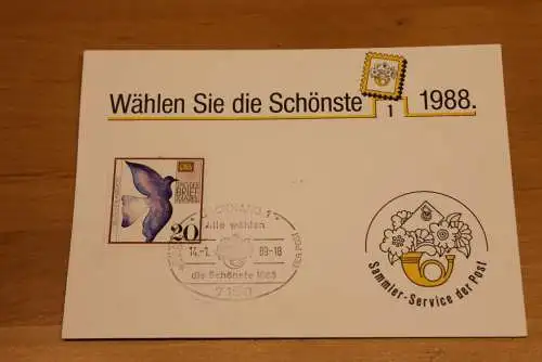 BRD;Sonderblatt,Erinnerungsblatt,Gedenkblatt: Wählen Sie die Schönste 1988; Sonderstempel: Backnang