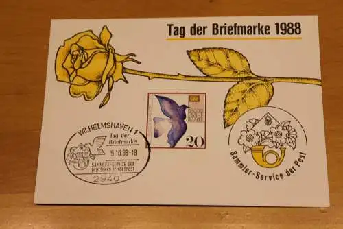 BRD;Sonderblatt,Erinnerungsblatt,Gedenkblatt: Tag der Briefmarke 1988; SST Wilhelmshaven