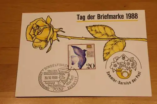 BRD;Sonderblatt,Erinnerungsblatt,Gedenkblatt: Tag der Briefmarke 1988; SST Sindelfingen