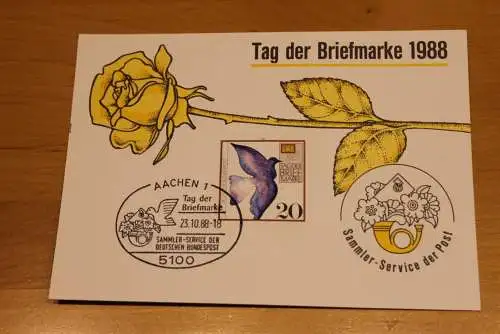 BRD;Sonderblatt,Erinnerungsblatt,Gedenkblatt: Tag der Briefmarke 1988; SST Aachen