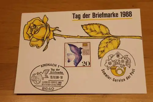 BRD;Sonderblatt,Erinnerungsblatt,Gedenkblatt: Tag der Briefmarke 1988; SST Kronach
