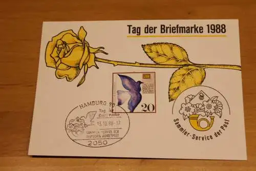 BRD;Sonderblatt,Erinnerungsblatt,Gedenkblatt: Tag der Briefmarke 1988; SST Hamburg
