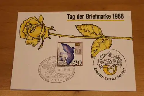 BRD;Sonderblatt,Erinnerungsblatt,Gedenkblatt: Tag der Briefmarke 1988; SST Duisburg