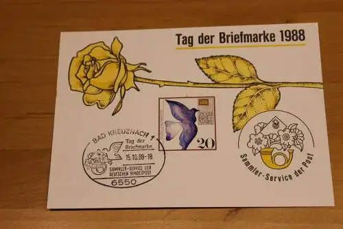 BRD;Sonderblatt,Erinnerungsblatt,Gedenkblatt: Tag der Briefmarke 1988; SST Bad Kreuznach