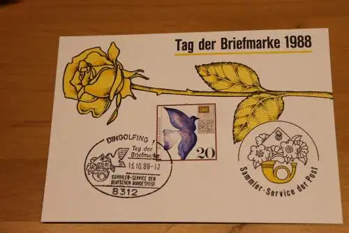 BRD;Sonderblatt,Erinnerungsblatt,Gedenkblatt: Tag der Briefmarke 1988; SST Dingolfing
