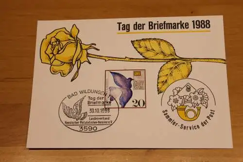 BRD;Sonderblatt,Erinnerungsblatt,Gedenkblatt: Tag der Briefmarke 1988; SST Bad Wildungen