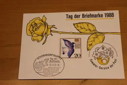 BRD;Sonderblatt,Erinnerungsblatt,Gedenkblatt: Tag der Briefmarke 1988; SST Schorndorf