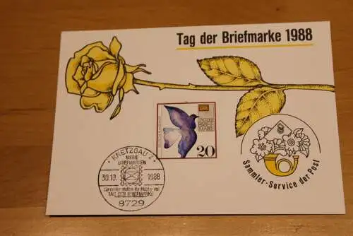 BRD;Sonderblatt,Erinnerungsblatt,Gedenkblatt: Tag der Briefmarke 1988; SST Knetzgau