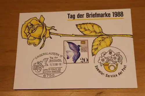 BRD;Sonderblatt,Erinnerungsblatt,Gedenkblatt: Tag der Briefmarke 1988; SST Kaiserslautern