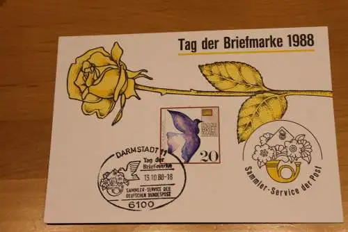 BRD;Sonderblatt,Erinnerungsblatt,Gedenkblatt: Tag der Briefmarke 1988; SST Darmstadt 1988