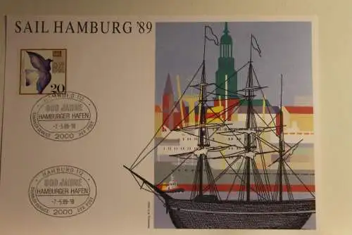 BRD; Sonderblatt,Erinnerungsblatt,Gedenkblatt: Sail Hamburg '89