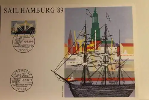 BRD; Sonderblatt,Erinnerungsblatt,Gedenkblatt: Sail Hamburg '89