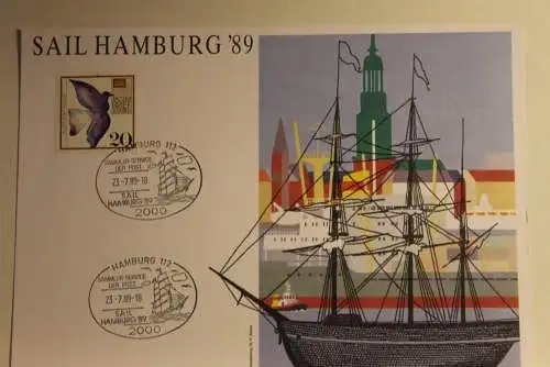 BRD; Sonderblatt,Erinnerungsblatt,Gedenkblatt: Sail Hamburg '89; SST Sail-Segelschiff