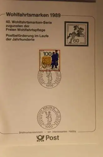 BRD; Sonderblatt,Erinnerungsblatt,Gedenkblatt: Wohlfahrtsmarken 1989 Berlin