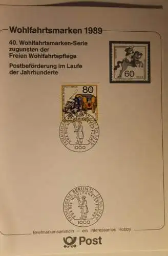 BRD; Sonderblatt,Erinnerungsblatt,Gedenkblatt: Wohlfahrtsmarken 1989 Berlin