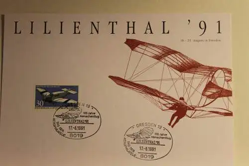 BRD; Sonderblatt,Erinnerungsblatt,Gedenkblatt: Lilienthal '91 Dresden