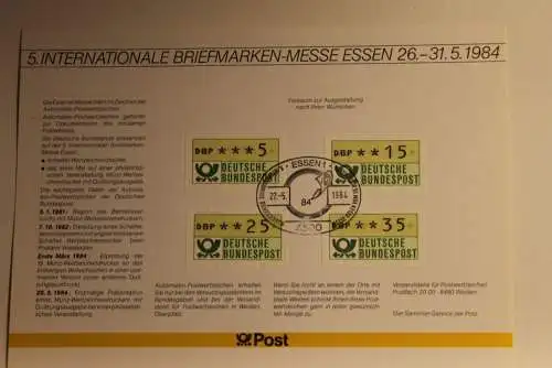 BRD; Sonderblatt,Erinnerungsblatt,Gedenkblatt:Intern. Briefmarken-Messe Essen 1984