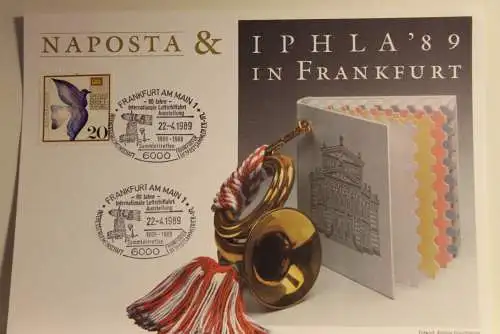 BRD; Sonderblatt,Erinnerungsblatt,Gedenkblatt: NAPOSTA & IPHLA '89 Frankfurt, Luftschifffahrt-Ausstellung