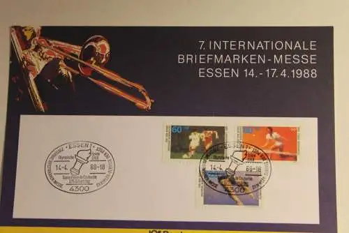 BRD; Sonderblatt,Erinnerungsblatt,Gedenkblatt: Intern. Briefmarken-Messe Essen 1988; Ersttag