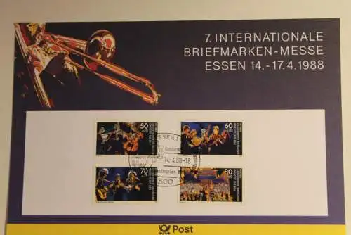 BRD; Sonderblatt,Erinnerungsblatt,Gedenkblatt: Intern. Briefmarken-Messe Essen 1988; Ersttag