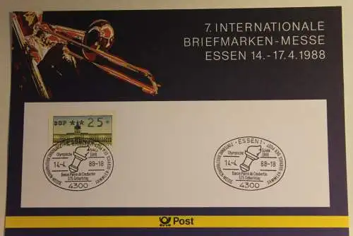 BRD; Sonderblatt,Erinnerungsblatt,Gedenkblatt: Intern. Briefmarken-Messe Essen 1988