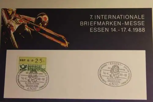 BRD; Sonderblatt,Erinnerungsblatt,Gedenkblatt: Intern. Briefmarken-Messe Essen 1988