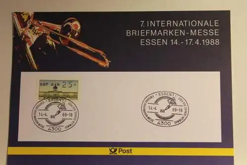 BRD; Sonderblatt,Erinnerungsblatt,Gedenkblatt: Intern. Briefmarken-Messe Essen 1988