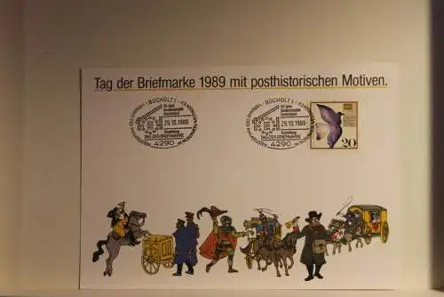 BRD; Sonderblatt,Erinnerungsblatt,Gedenkblatt:Tag der Briefmarke 1989;Sonderstempel Bocholt; Posthistorische Motive