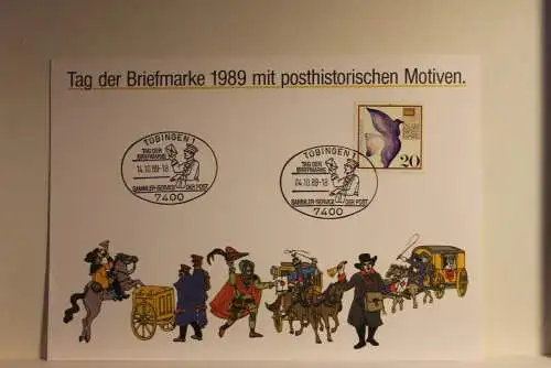 BRD; Sonderblatt,Erinnerungsblatt,Gedenkblatt:Tag der Briefmarke 1989;Sonderstempel Vaterstetten; Posthistorische Motive