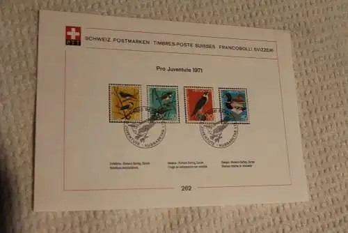 Schweiz, Ersttagsblatt  Nr. 262, Pro Juventute 1971; Vögel