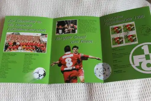 Deutscher Fußballmeister 1998: 1. FCK; Erinnerungsblatt; Gedenkblatt der Deutsche Post 1998