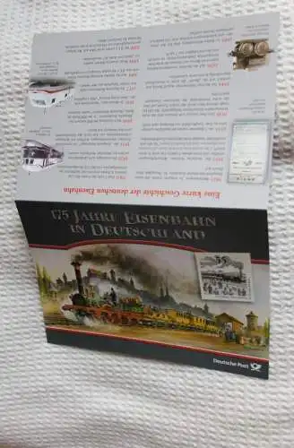 175 Jahre Eisenbahn in Deutschland; Erinnerungsblatt; Gedenkblatt der Deutsche Post 2010