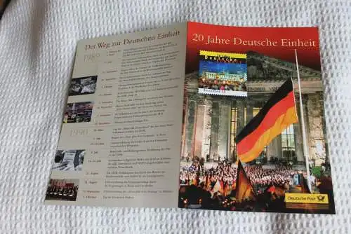 20 Jahre Deutsche Einheit; Erinnerungsblatt; Gedenkblatt der Deutsche Post 2010