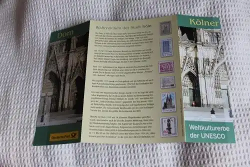 Kölner Dom UNESCO Weltkulturerbe; Erinnerungsblatt; Gedenkblatt der Deutsche Post 2003