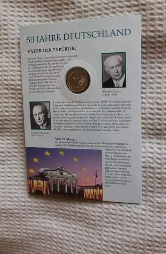 BRD; Numisblatt; Gedenkblatt der Deutsche Post: 50 Jahre Bundesrepublik Deutschland