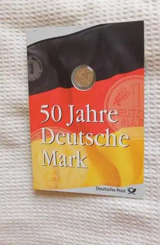 BRD; Numisblatt; Gedenkblatt der Deutsche Post: 50 Jahre Deutsche Mark;