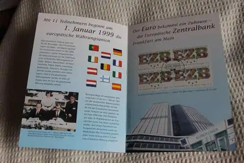 Deutschland 1998; Gedenkblatt; Erinnerungsblatt  der Deutsche Post :Meilensteine für Europa-EZB