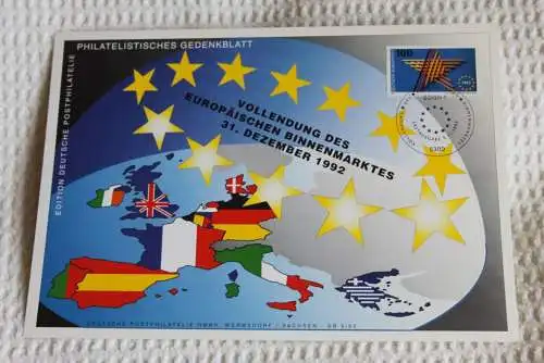 Deutschland 1992; Gedenkblatt: Europäischer Binnenmarkt