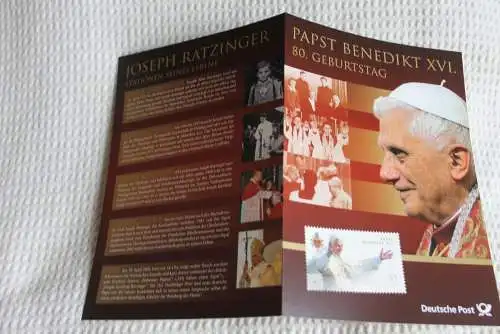 Papst Benedikt XVI.; Gedenkblatt der Deutsche Post 2007