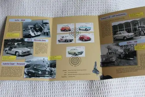 Für die Wohlfahrtspflege 2002: Deutsche Kultautomobile; Gedenkblatt der Deutsche Post 2002