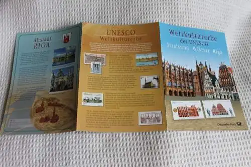 Weltkulturerbe UNESCO: Stralsund, Wismar, Riga, Gemeinschaftsausgabe BRD-Lettland; Gedenkblatt der Deutsche Post 2007