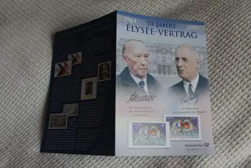 50 Jahre Elysee-Vertrag; Gemeinschaftsausgabe BRD-Frankreich; Gedenkblatt der Deutsche Post 2013