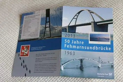 50 Jahre Fehmarnsundbrücke; Gedenkblatt der Deutsche Post 2013