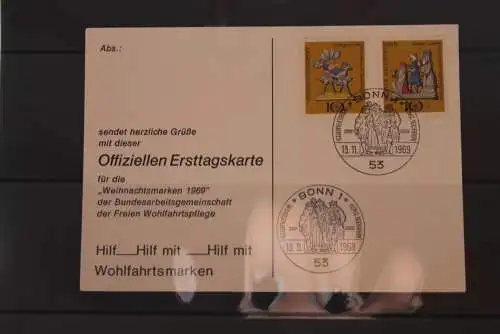 BRD 1969; FDC - Karte: Weihnachtsmarken Bund + Berlin 1969