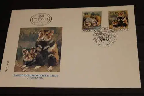 Jugoslawien 1992; 2 FDC: Tierschutz, MiNr. 2525-28