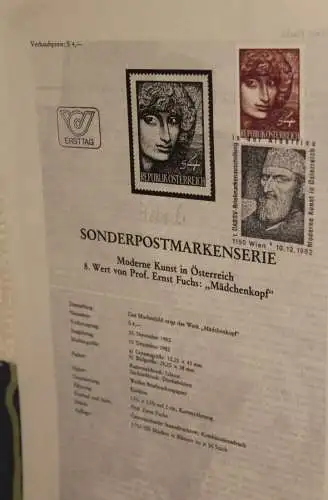 Österreich, Ersttagsblatt; Moderne Kunst "Mädchenkopf"; 1982