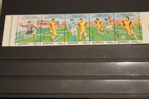 Rumänien; ZD, 5er-Streifen; Fußball-EM London 1996, MNH